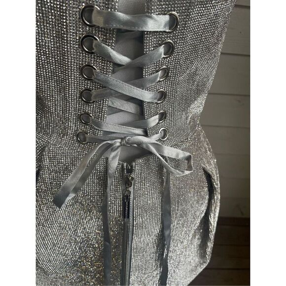 NWT Bronx and Banco Mariah Embellished Mini Cocktail Corset Dress- Diamond SZ 8L - Picture 5 of 15